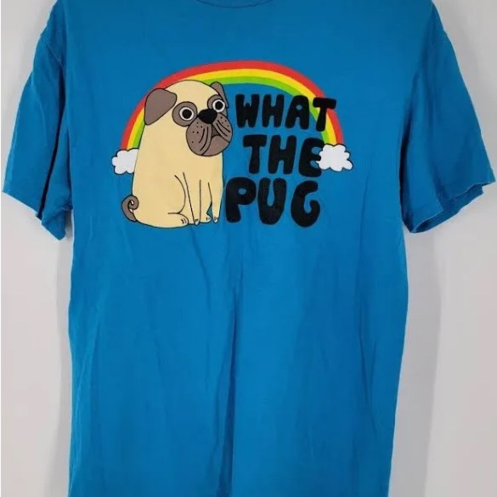 Blue 'What the Pug' Dog Delta Pro Weight Men's Graphic t-shirt (bin b)